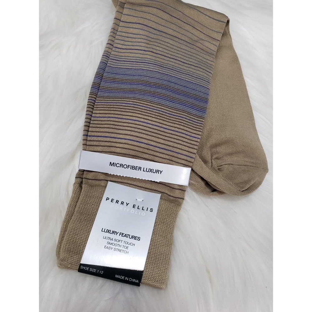 NEW Perry‎ Ellis Portfolio Superior Soft Luxury Dress Socks Size 7-12 Camel tan